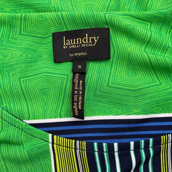 Laundry by Shelli Segal Cap Sleeve Geometric Print Stretch Shift Dress Small - Picture 4 of 7